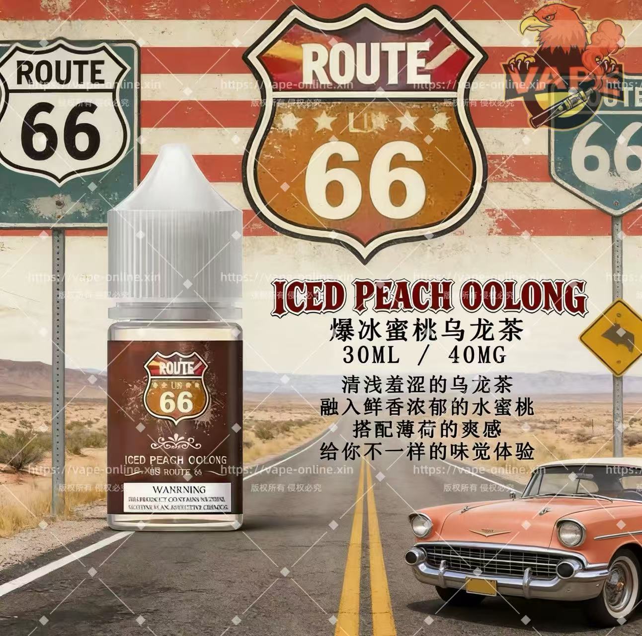 ROUTE 66 40mg丁鹽煙油 30ml|美國原裝進口小煙專用|台灣現貨免運 - 图片 2