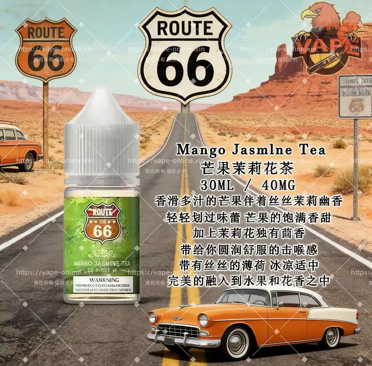 ROUTE 66 40mg丁鹽煙油 30ml|美國原裝進口小煙專用|台灣現貨免運 - 图片 3